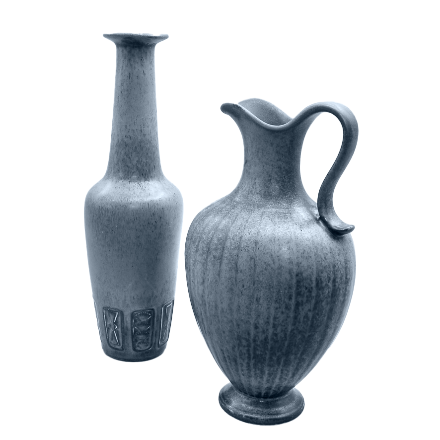 Gunnar Nylund vase pair, blue-washed